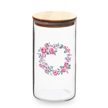 Klaaspurk Charlotta 600ml roosa lill