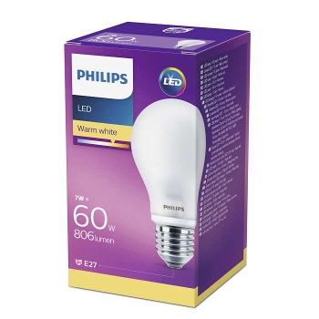 LED lamp Philips 60W E27 A60 matt klaas