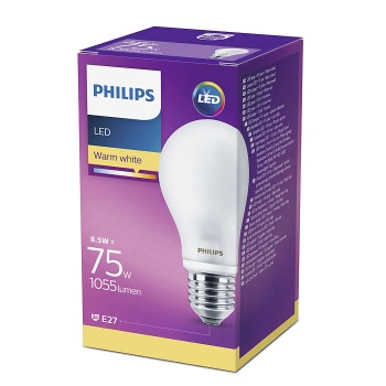 LED lamp Philips 75W E27 A60 matt klaas