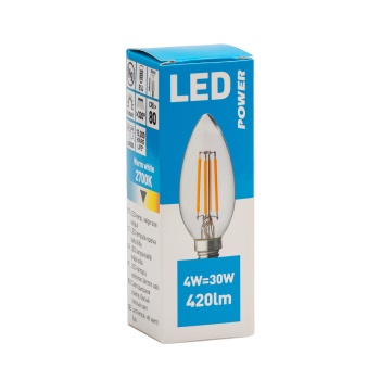 LED lamp Power C35 420LM E14, soe valge