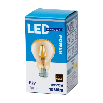 LED lamp Power GLS 8W 827 E27 1060l kuld