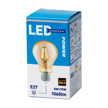 LED lamp Power GLS 8W 827 E27 1060l kuld