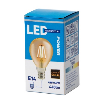 LED lamp Power deko 4W E14 470lm kuldne