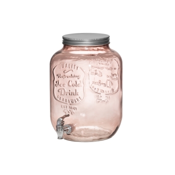 Joogimahuti kraaniga 8L klaasist roosa