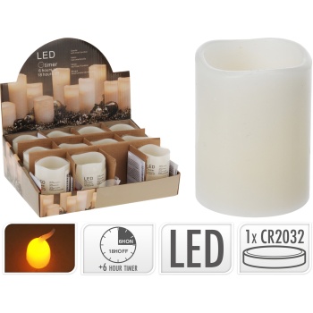 LED-küünal, taimeriga, valge