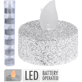 LED teeküünlad, 6tk, hõbe glitter