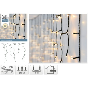 Valguskardin, 360LED, soe valge