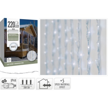 Valguskardin, 220LED, külm valge