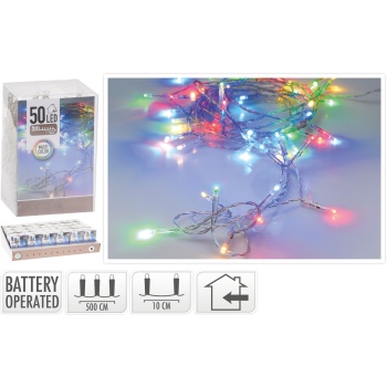 Valguskett, 50LED, mitmevärviline AA