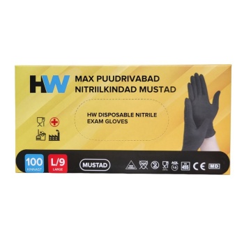 HW Max puudrivabad nitriilkindad S 100tk must