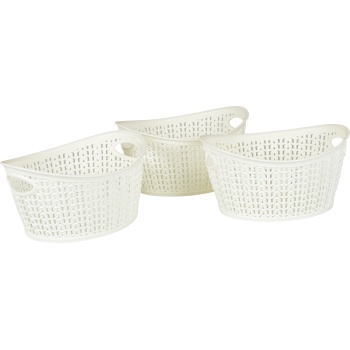 Plastkorv Knitty 3tk/1,5L ovaalne valge