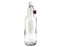 Pudel 1L klamberkorgiga, läbipaistev