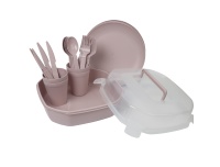 Piknikukomplekt plastik. 4-le,vanaroosa